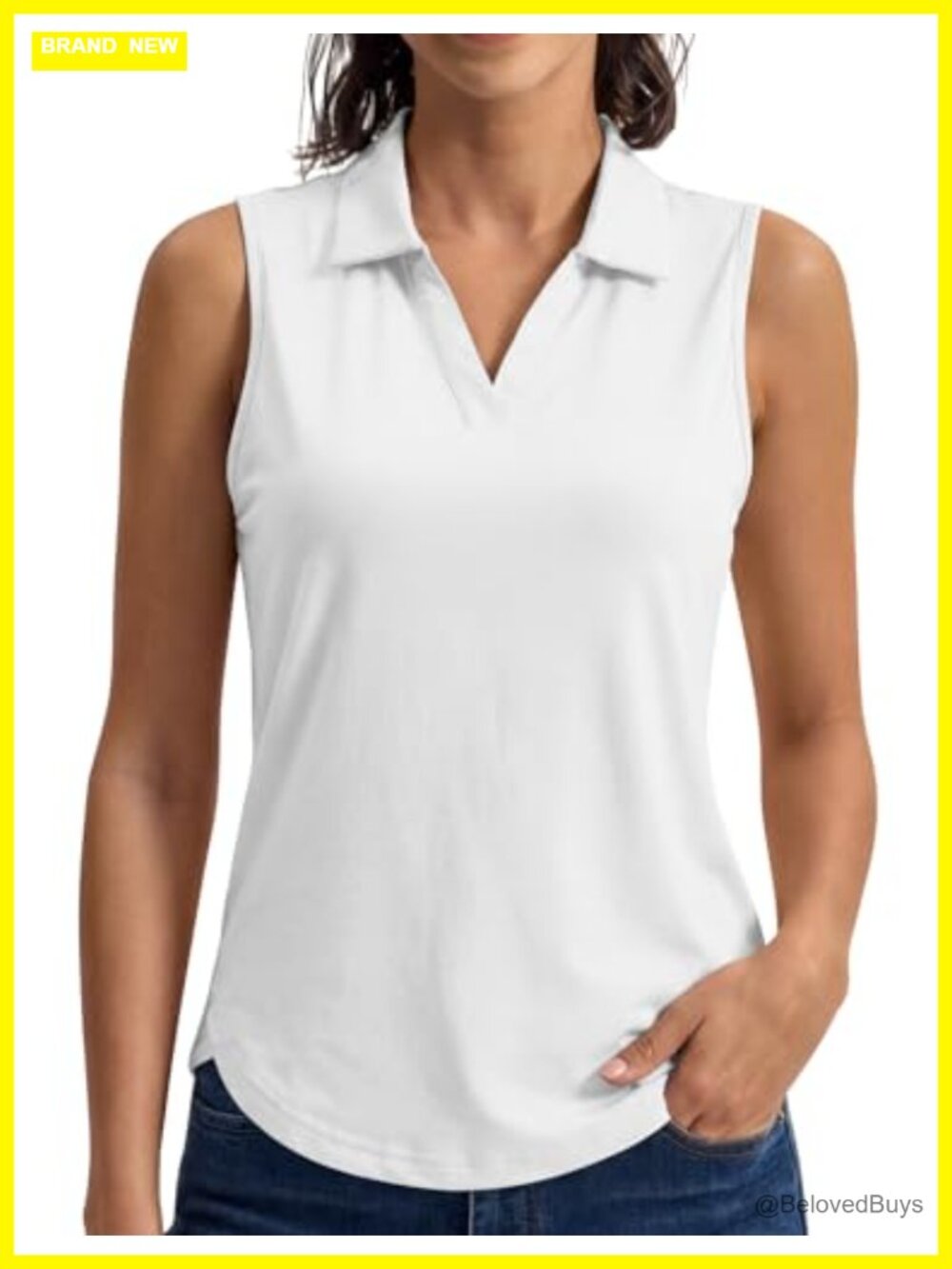 Women's Sleeveless Golf Polo Tank Top Collared V-Neck UPF 50+ Quick Dry Tennis